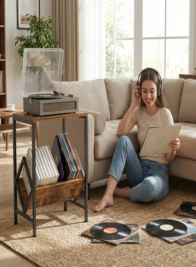 VonDream Record Player Stand with Vinyl Record Storage, Holds 80+ LPs, All-in-One Record Player & Album Storage, Spacious Turntable Stand with Storage - Image 4