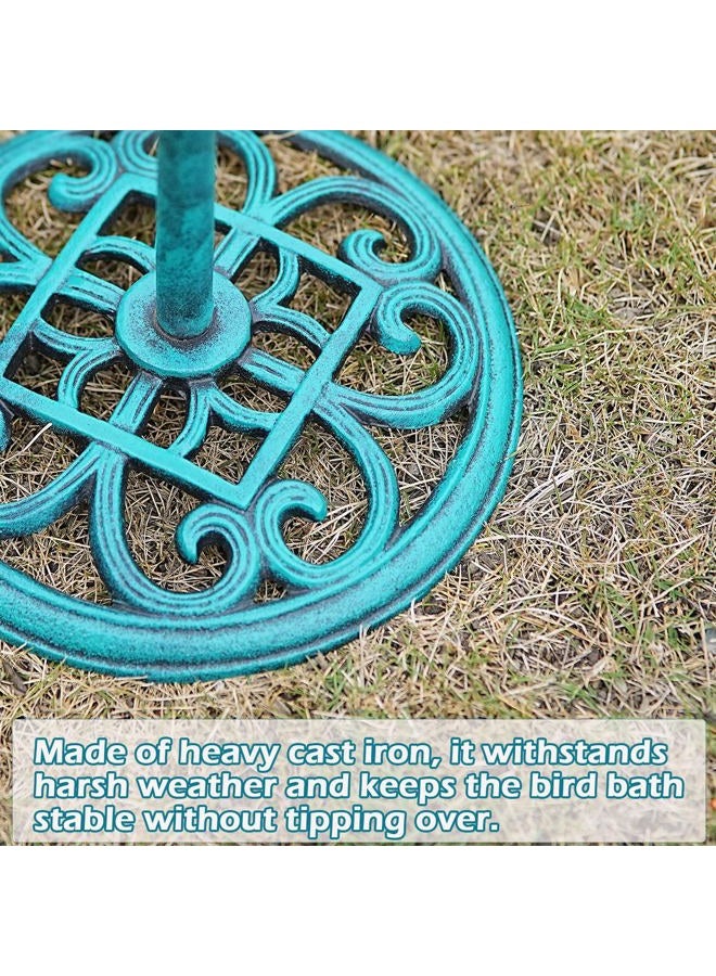 HOUYANG 35 "H Cast Iron Base Bird Bath for Outside, Metal Bird Feeding Bowl Tray, Metal Bird Bath Garden Patio Decor(Green) - Image 4