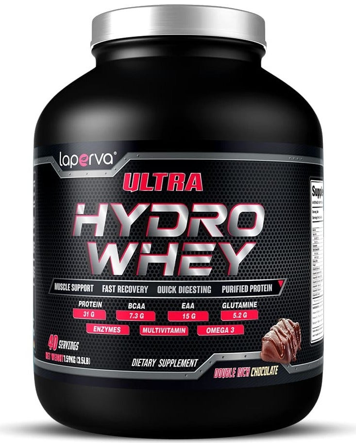 Laperva Ultra Hydro Whey Double Rich Chocolate  Unleash the Power of High Quality Hydrolyzed Whey Protein, Experience Faster Muscle Recovery, Vitamin Enhanced Formula - 3.5 lb, 40 servings - Image 1