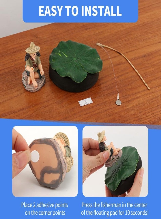 WeiLingBo Resin Fisherman Aquarium Decor with Realistic Mini Fishing Rod, Sitting Fishing Figurines Floating Fish Tank Decorations, Fun Fish Feeder Aquarium Ornaments(Style 2) - Image 5