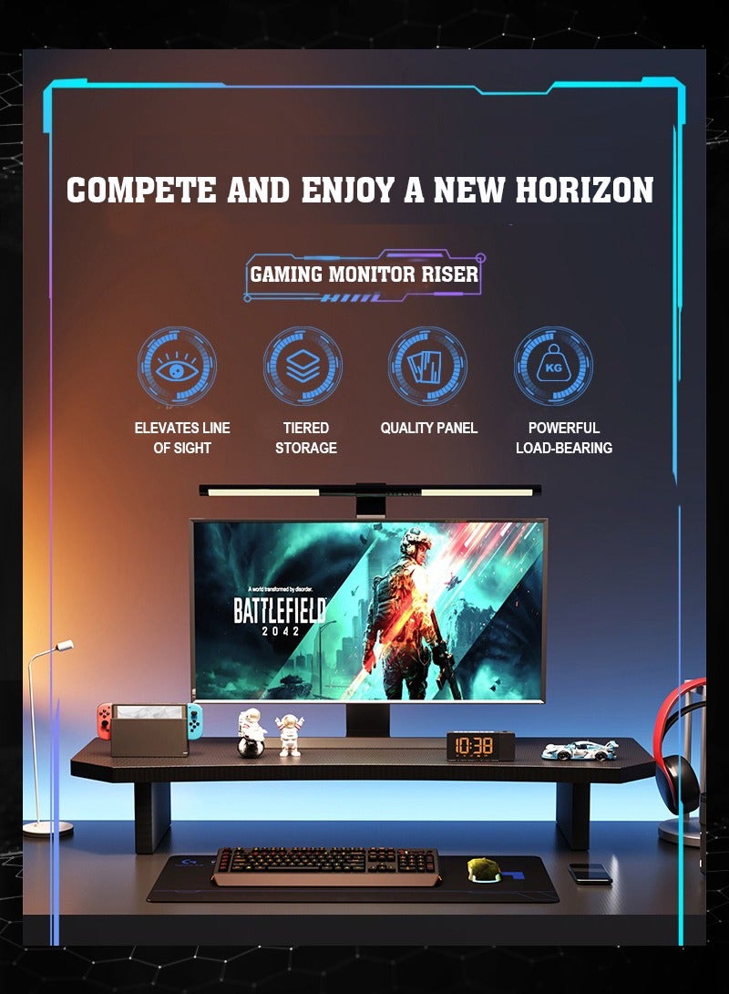 Computer Monitor Riser & Gaming Desk Organizer – Multi‑Purpose Office Desk Storage Shelf, Screen Elevating Stand for PC/Laptop, Fits 15.6–27" Monitors – Size 60×20×10 cm​ - Image 1