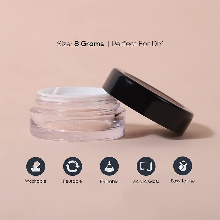 PACKCESS PACKCESS Lip Balm Containers Empty Cosmetic Containers Acrylic Jars Small Containers For Cosmetics DIY Transparent Jar With Black Cap8gm Set Of 12 - Image 2