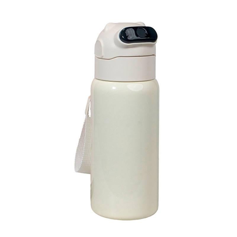 قارورة مياه للأطفال باللون الأبيض - 550 ml مع غطاء بقشة من الستانلس ستيل بغطاء بشفاط من ستانلس ستيل للاستخدام الشخصي للعائلة عملي للاستخدام المتكرر - Image 5