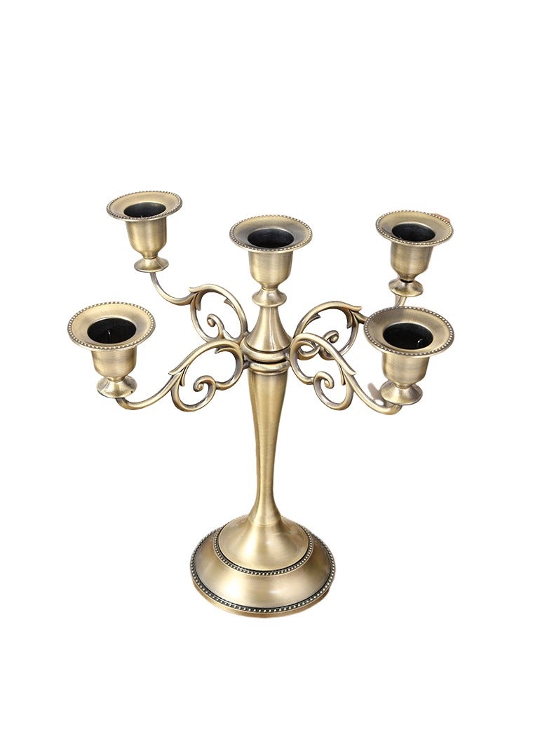 general 5 Arms Decorative Candle Holder For Wedding and Candlelight Dinner Bronze - Image 1