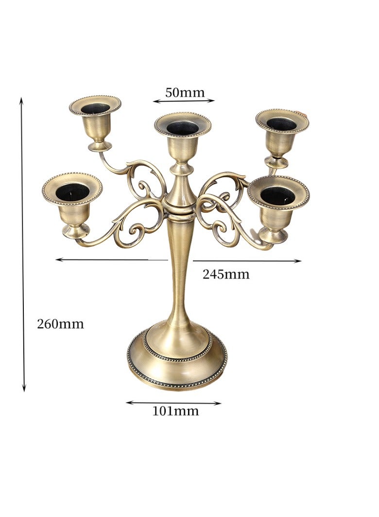 general 5 Arms Decorative Candle Holder For Wedding and Candlelight Dinner Bronze - Image 2