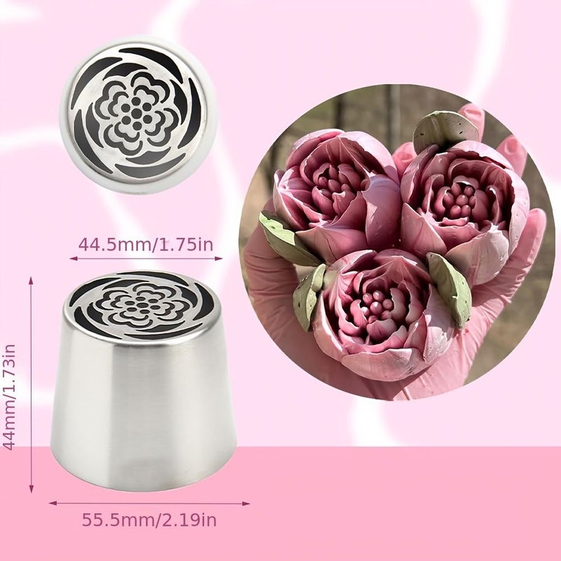 6 Piece Set Stainless Steel Extra Large Russian Piping Tips for Cake Frosting and Dessert Decoration - Image 3