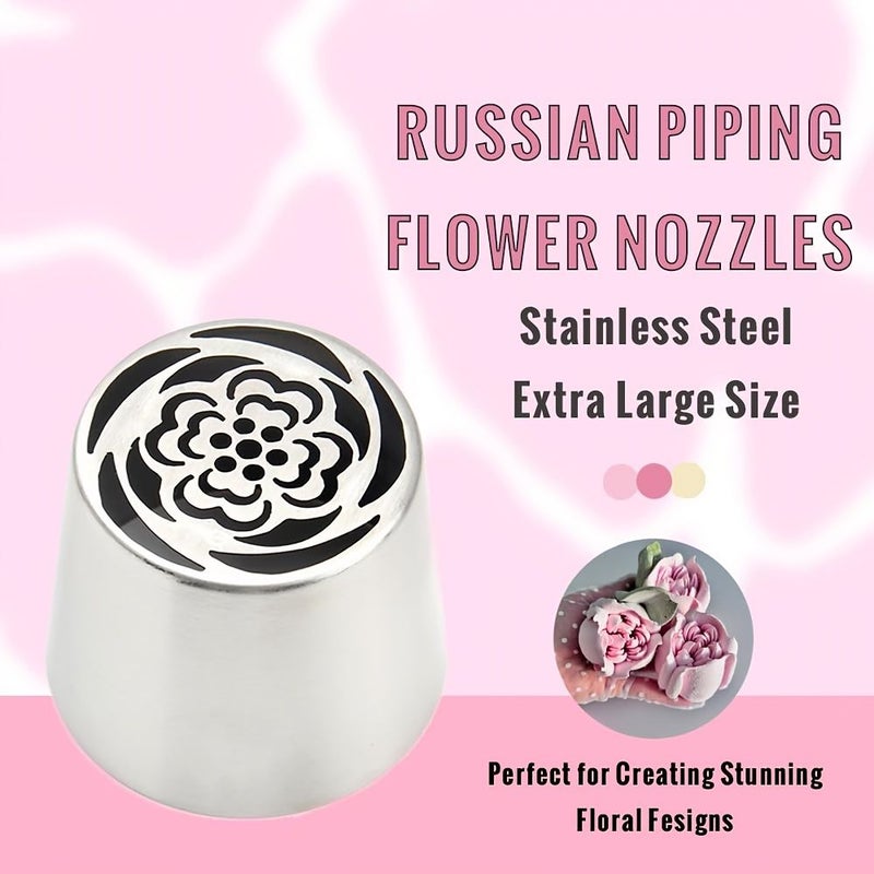 6 Piece Set Stainless Steel Extra Large Russian Piping Tips for Cake Frosting and Dessert Decoration - Image 5