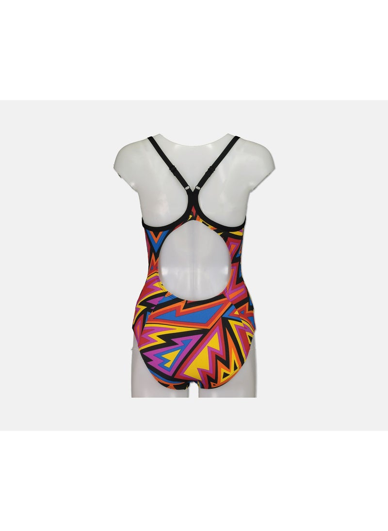 arena Women Tulum One Piece Swimwear, Black and Pink and Blue Combo  - Image 2