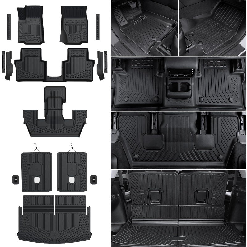 HOUCLEMIC Floor Mats for 2021-2025 2026 Jeep Grand Cherokee L (6-Seater w/o 2nd Row Center Armrest Only), TPE All Weather Protection Durable Trunk Cargo Mat for Jeep Grand Cherokee L Accessories - Image 1