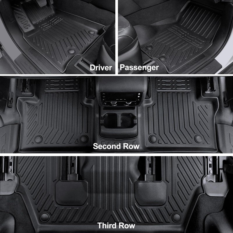 HOUCLEMIC Floor Mats for 2021-2025 2026 Jeep Grand Cherokee L (6-Seater w/o 2nd Row Center Armrest Only), TPE All Weather Protection Durable Trunk Cargo Mat for Jeep Grand Cherokee L Accessories - Image 2