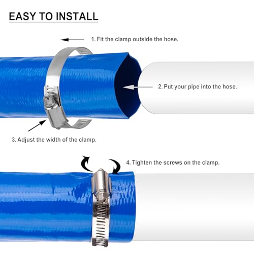 OCGIG 2" x 100 FT Pool Backwash Hose, Heavy-Duty Lay Flat Discharge PVC Hose, Weatherproof Burst Resistant for Water Pool Drain, Swimming Pool Filter Pump, Water Transfer, with 2 Clamps - Image 3