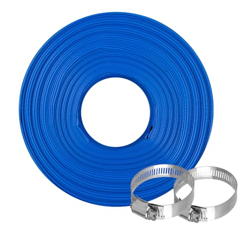 OCGIG 2" x 100 FT Pool Backwash Hose, Heavy-Duty Lay Flat Discharge PVC Hose, Weatherproof Burst Resistant for Water Pool Drain, Swimming Pool Filter Pump, Water Transfer, with 2 Clamps - Image 1