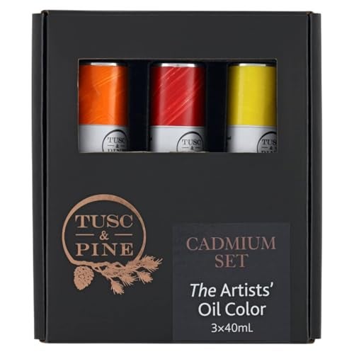 Tusc & Pine Tusc Pine Artist Oil Paint 40 ml Set of 3 Cadmium Colors NonYellowing Maximum Pigment Load Small Batch Milled Oil Paints Developed for Professional Artists - Image 1