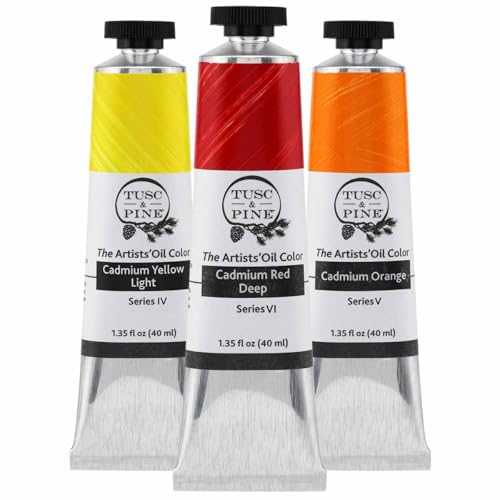 Tusc & Pine Tusc Pine Artist Oil Paint 40 ml Set of 3 Cadmium Colors NonYellowing Maximum Pigment Load Small Batch Milled Oil Paints Developed for Professional Artists - Image 3