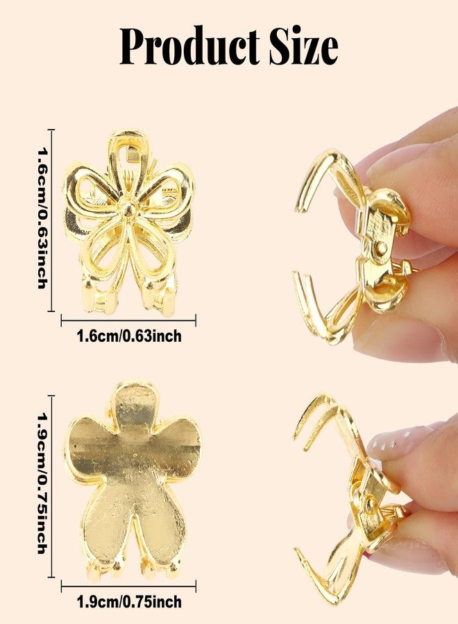 ANBALA 12Pcs Small Hair Clips for Women Girls, 2 Styles Mini Gold Flower Claw Clips, Non-Slip Tiny Gold Hair Accessories for Bangs - Image 3