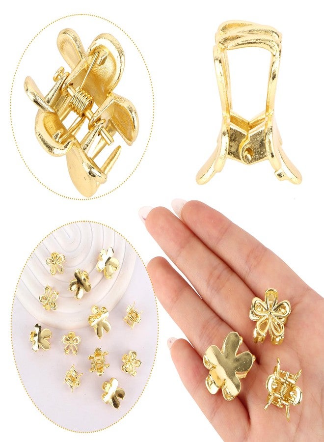 ANBALA 12Pcs Small Hair Clips for Women Girls, 2 Styles Mini Gold Flower Claw Clips, Non-Slip Tiny Gold Hair Accessories for Bangs - Image 2