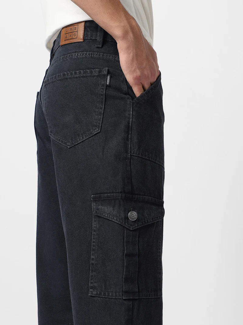 Urbano Fashion  Urbano Fashion Men's Dark Grey Loose Fit Cargo Jeans with 6 Pockets Non-Stretchable for Men | Best Price UAE