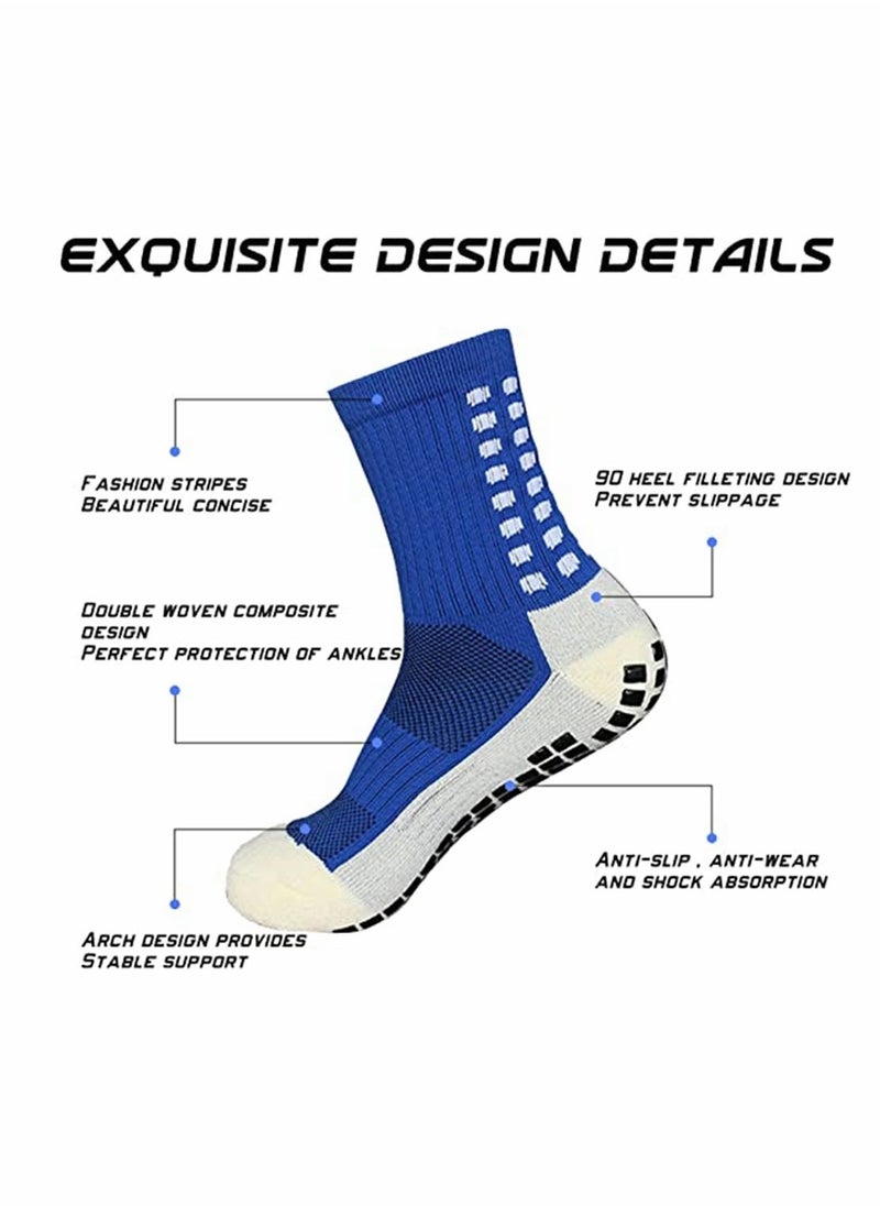 Generic - 4 Pcs Unisex Non Slip Sport Soccer Socks, Breathable Comfortable Athletic Football Basketball Hockey Sports Grip Socks with Rubber Dots for Men and Women (Blue) - Image 1