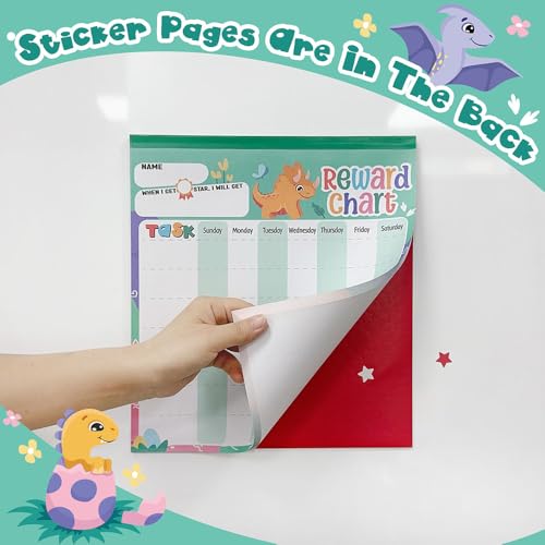 yasest Reward Chart for Kids – Dinosaur Magnetic Kids Behavior Chart, Pad with 26 Chore Charts, 1920 Star Stickers, 49 Incentive Stickers, Responsibility Chart for Kids Boys Toddlers - Kids Chore Chart - Image 3