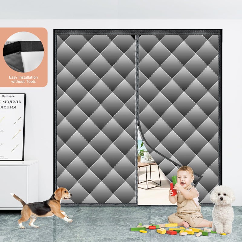 Sunmoxia Magnetic Thermal Insulated Door Screen, Sunmoxia Upgraded Oxford Cloth with Thicken Polyester Fiberfill Curtain, Weatherproof Insulation Cover Blanket for Winter, Fits Door up to 72" x 80" - Image 3