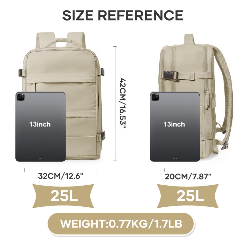 coowoz Travel Backpack For Women Men,Carry On Backpack,Hiking Backpack Waterproof Outdoor Sports Rucksack Casual Daypack travel essentialsÃ¯Â¼Ë†KhakiÃ¯Â¼â€° - Image 3