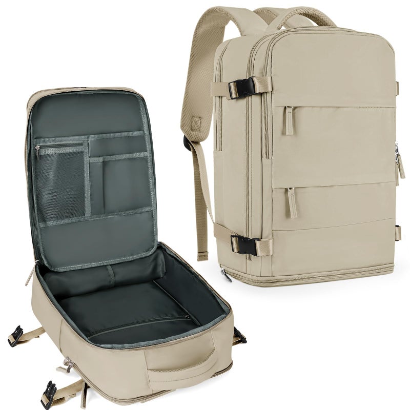 coowoz Travel Backpack For Women Men,Carry On Backpack,Hiking Backpack Waterproof Outdoor Sports Rucksack Casual Daypack travel essentialsÃ¯Â¼Ë†KhakiÃ¯Â¼â€° - Image 1