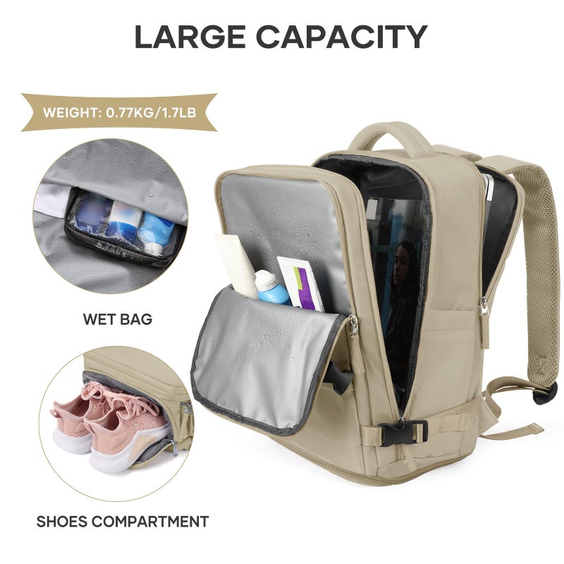 coowoz Travel Backpack For Women Men,Carry On Backpack,Hiking Backpack Waterproof Outdoor Sports Rucksack Casual Daypack travel essentialsÃ¯Â¼Ë†KhakiÃ¯Â¼â€° - Image 4