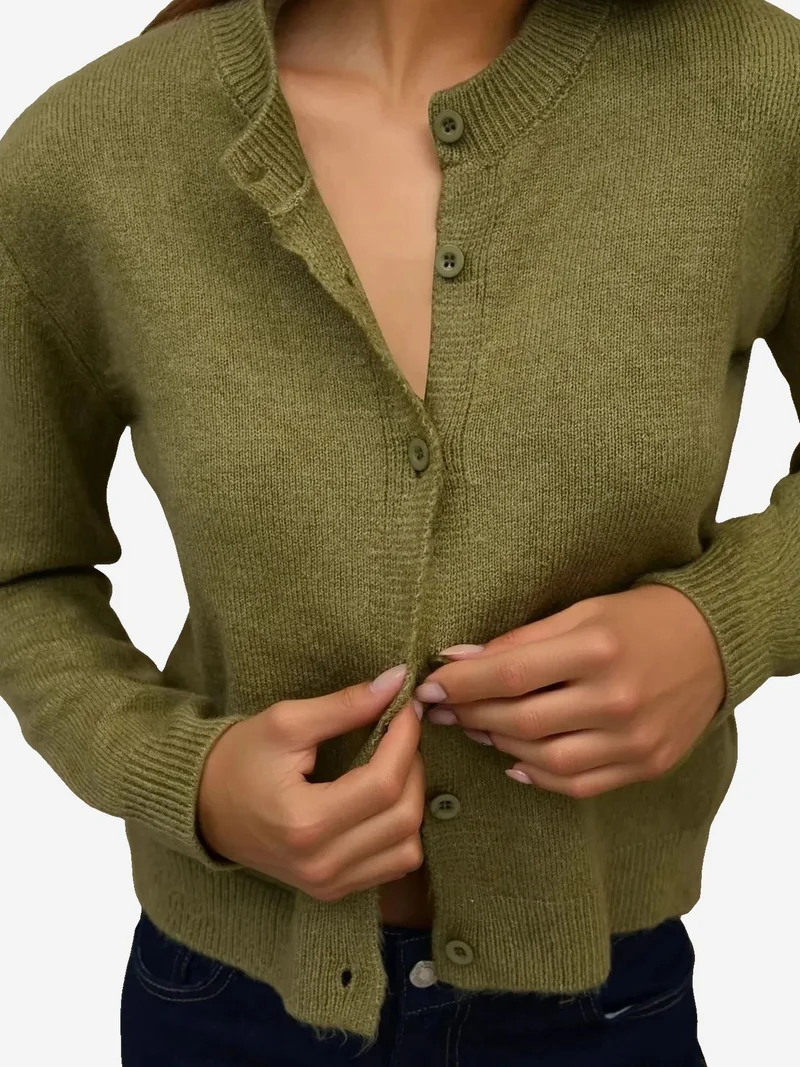 HICCUP Crew Neck Knitwear Soft Touch Cardigan