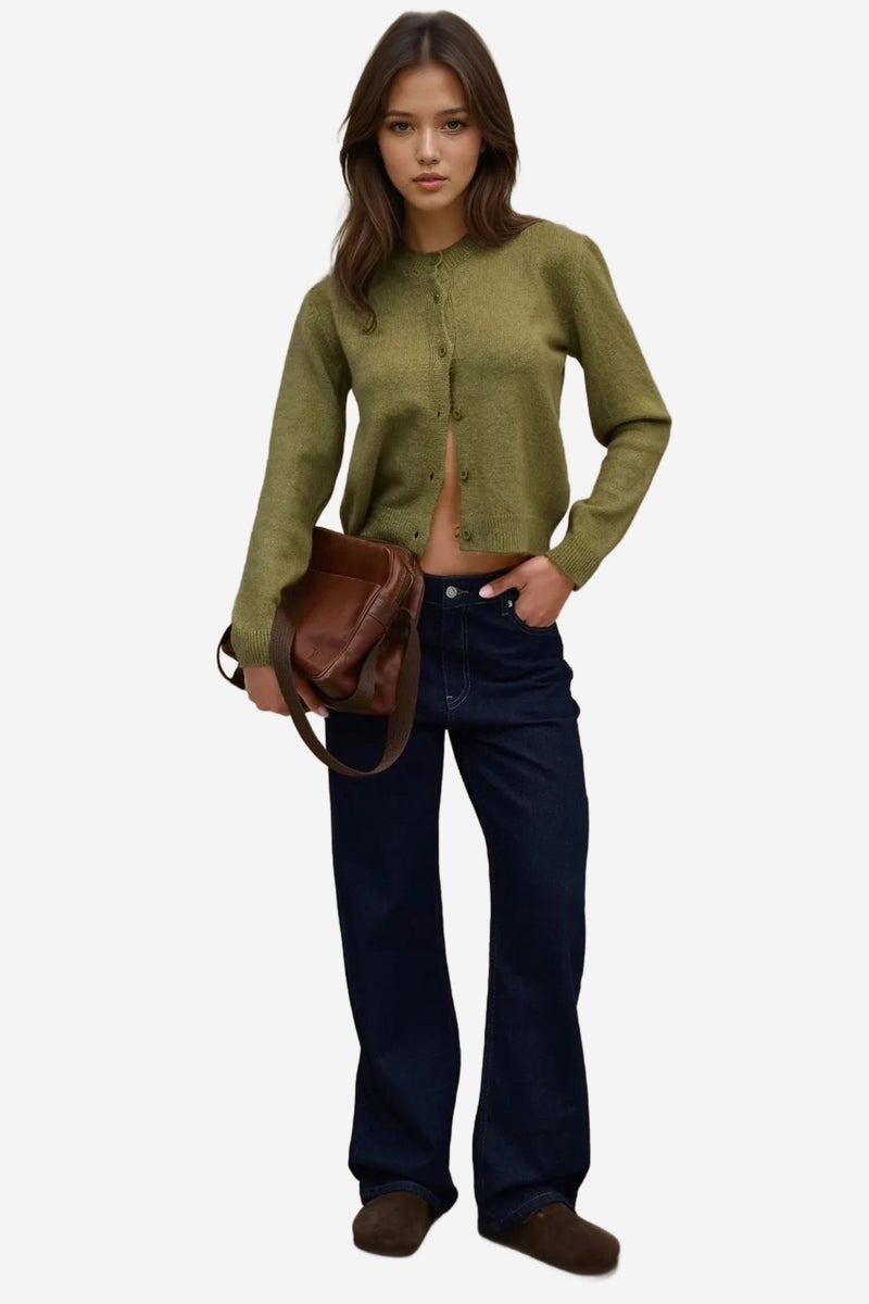 HICCUP Crew Neck Knitwear Soft Touch Cardigan - Image 3