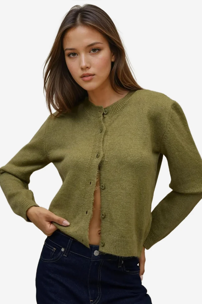 Hiccup Crew Neck Knitwear Soft Touch Cardigan