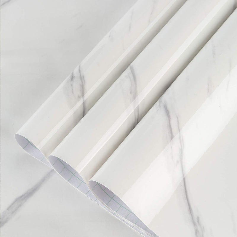 BAYYA Extra Wide Marble Granite Peel and Stick Wallpaper Ivory White 31.5x157inch Smooth Light Countertop Contact Paper for Kitchen Bathroom Self-Adhesive Waterproof Marble Wall Paper Roll Vinyl Wrap - Image 1