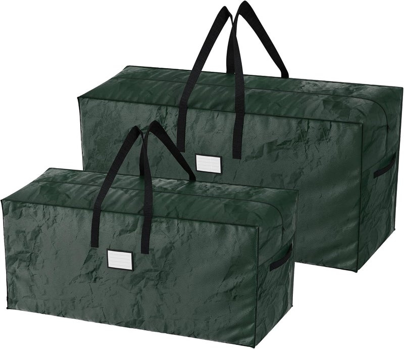 Elf Stor Set of 2 Christmas Tree Storage Bags - Waterproof Bags for 17-Foot Disassembled Artificial Trees, Garland, and Holiday Decorations by (Green) - Image 1