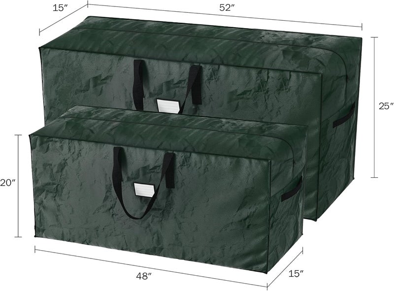 Elf Stor Set of 2 Christmas Tree Storage Bags - Waterproof Bags for 17-Foot Disassembled Artificial Trees, Garland, and Holiday Decorations by (Green) - Image 3