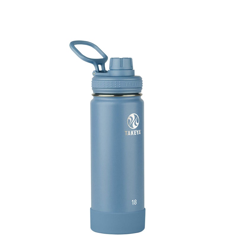 Takeya Actives Water Bottle with Spout Lid - Bottle with Double Stainless Steel Insulation - Dishwasher Safe & BPA-Free - Bottle with Spout Lid & Removable Bumper - 18 oz, Bluestone - Image 1