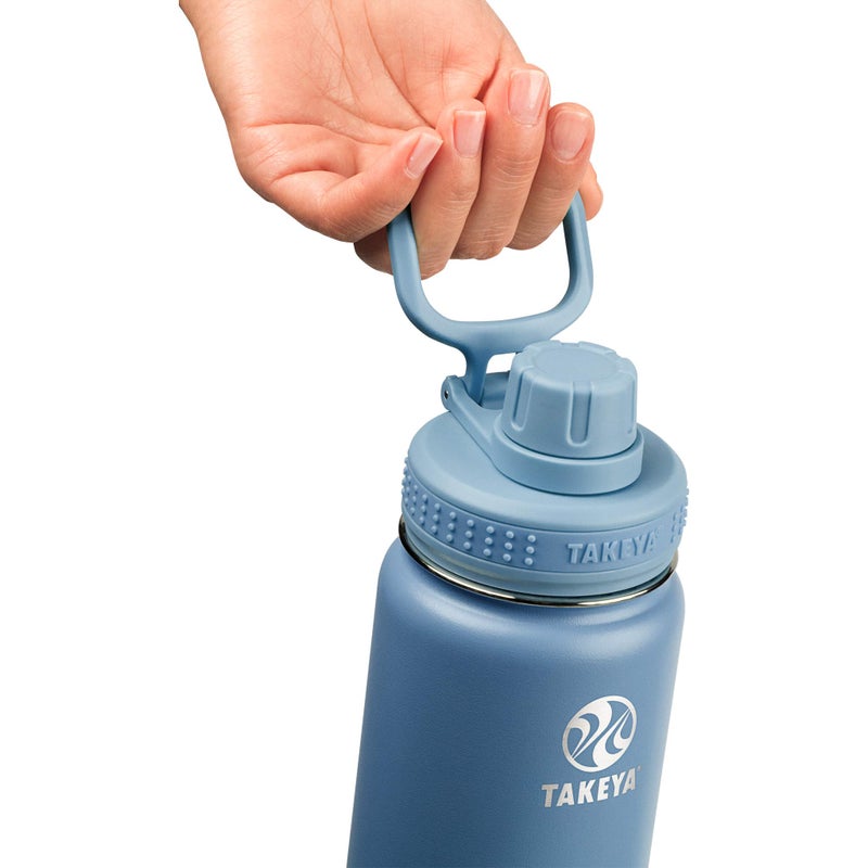 Takeya Actives Water Bottle with Spout Lid - Bottle with Double Stainless Steel Insulation - Dishwasher Safe & BPA-Free - Bottle with Spout Lid & Removable Bumper - 18 oz, Bluestone - Image 3
