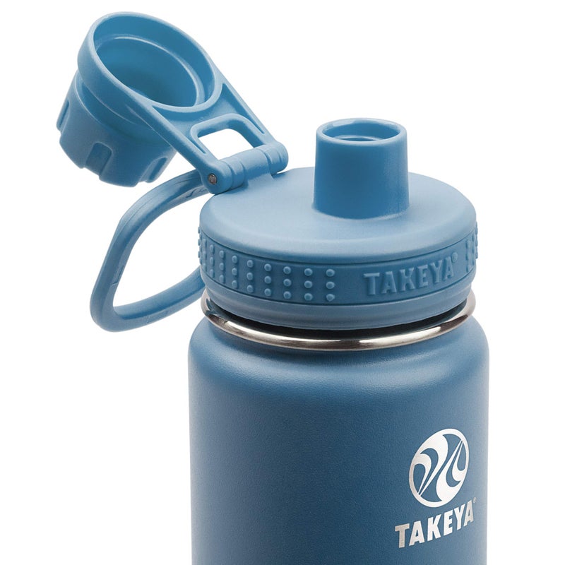Takeya Actives Water Bottle with Spout Lid - Bottle with Double Stainless Steel Insulation - Dishwasher Safe & BPA-Free - Bottle with Spout Lid & Removable Bumper - 18 oz, Bluestone - Image 2