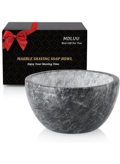 MDLUU Marble Shaving Soap Bowl 47 Shaving Soap and Cream Bowl Natural Marble Stone Bowl Keep Lather Warm for Mans Wet Shave Black