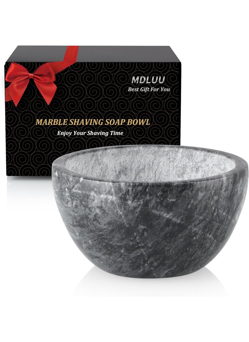MDLUU - MDLUU Marble Shaving Soap Bowl 47 Shaving Soap and Cream Bowl Natural Marble Stone Bowl Keep Lather Warm for Mans Wet Shave Black - Image 1