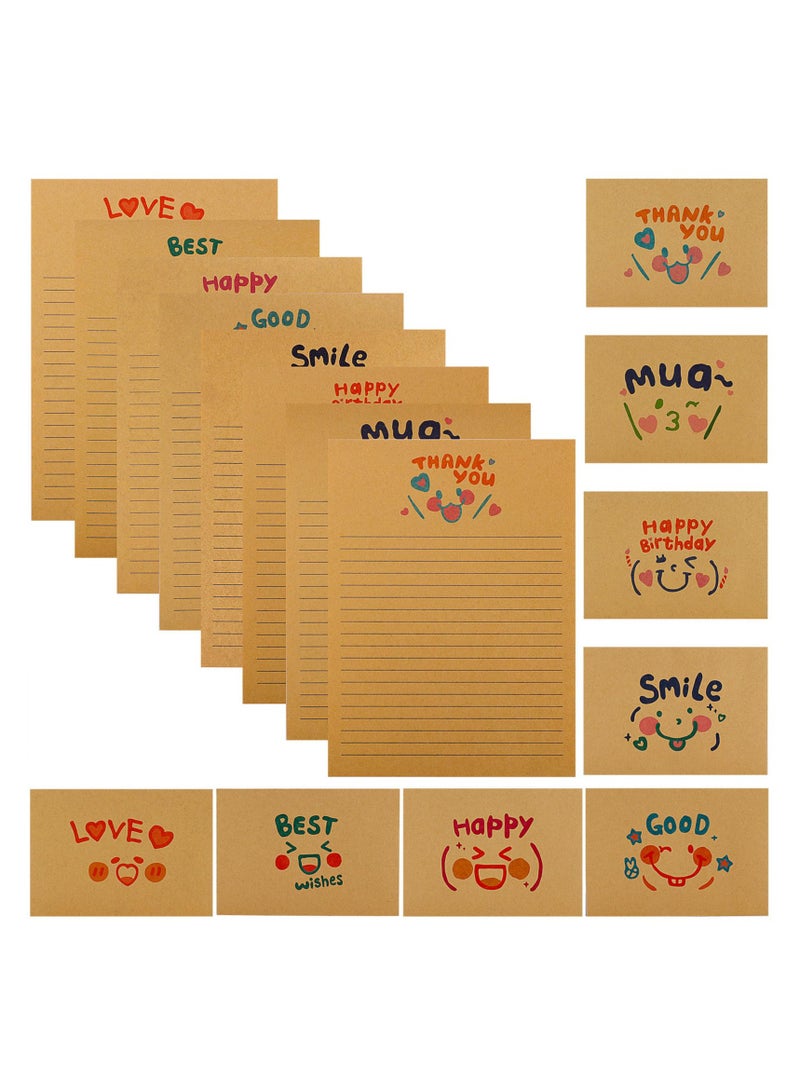 SYOSI 48Pcs Writing Letters Kawaii Emoticons Stationery Paper and Envelopes Set with 32Pcs Letter Paper 16Pcs Envelopes Vintage Stationery Paper Lined for Office School Supplies - Image 1