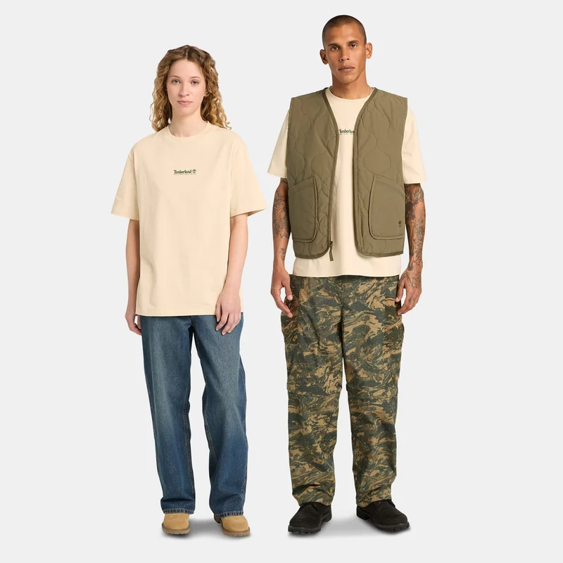 Timberland Beige Men's Logo T-Shirt for Men | Best Price UAE