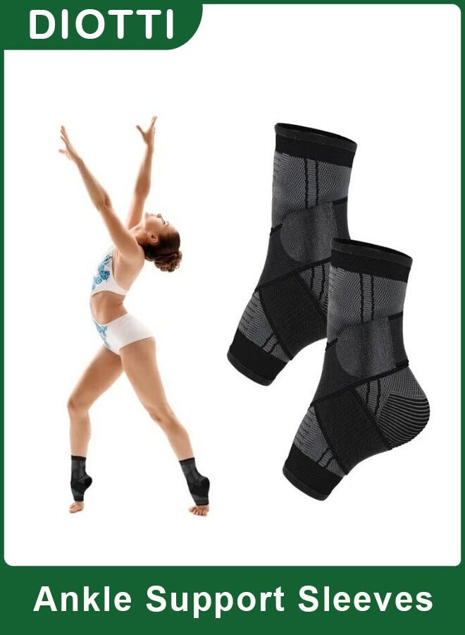 Adjustable Ankle Brace Compression Sleeves for Plantar Fasciitis & Achilles Tendonitis Relief, Arch Support & Foot Stabilizer, Breathable Elastic Wrap for Sports & Joint Pain (One Size Fits All, Men & Women)