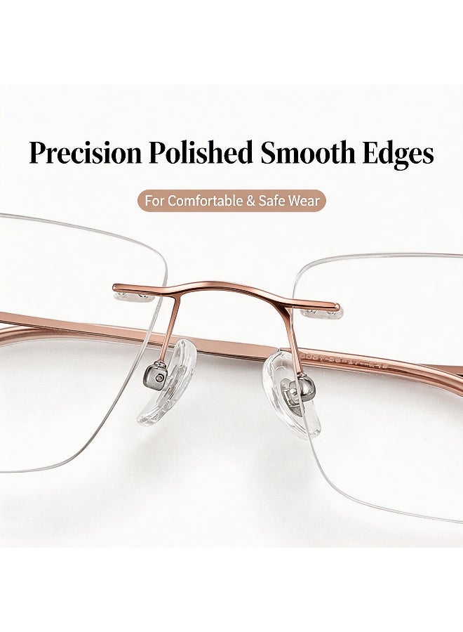 بوكيلار نظارات بدون إطار PUKCLAR تيتانيوم نقي خفيفة جداً عدسات غير طبية مرنة بدون براغي للرجال والنساء للأعمال والاستخدام اليومي - Image 5