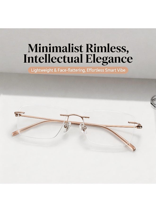 بوكيلار نظارات بدون إطار PUKCLAR تيتانيوم نقي خفيفة جداً عدسات غير طبية مرنة بدون براغي للرجال والنساء للأعمال والاستخدام اليومي - Image 3