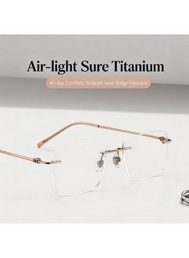 بوكيلار نظارات بدون إطار PUKCLAR تيتانيوم نقي خفيفة جداً عدسات غير طبية مرنة بدون براغي للرجال والنساء للأعمال والاستخدام اليومي - Image 2