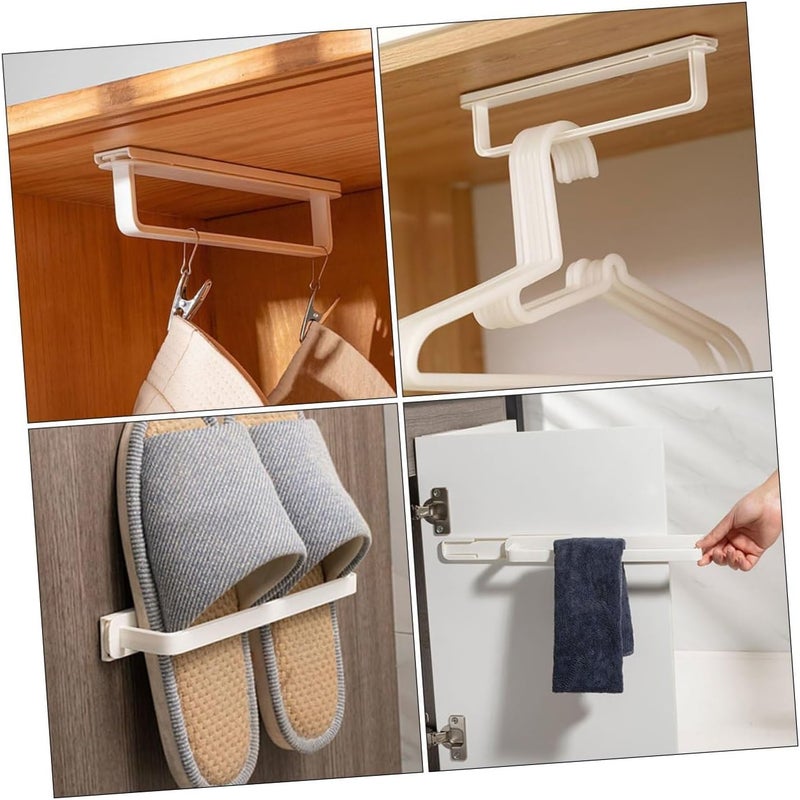 Self Adhesive Sliding Towel Bar with Storage Rack No Drilling Wall-Mount Holder for Towels Slippers and Kitchen Utensils Modern White Bathroom and Kitchen Organizer - Image 5