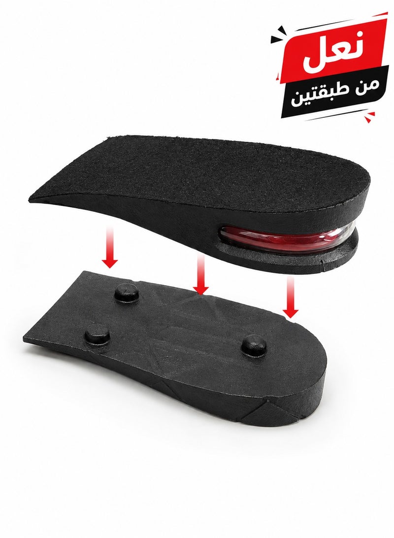 نعل داخلي لزيادة الطول قابل للتعديل (طبقتين) بوسادة هوائية لامتصاص الصدمات، فرش كعب طبي مرن ومريح لرفع القامة - زوج واحد - Image 3