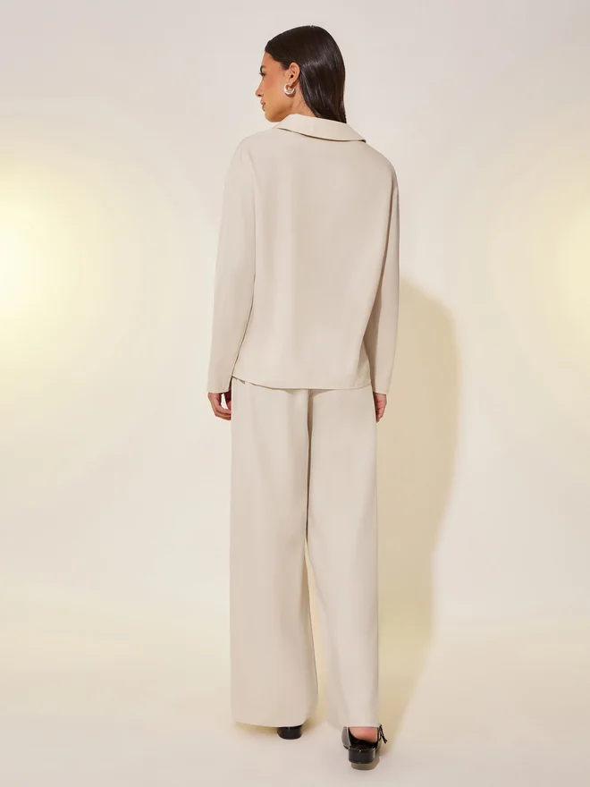 Take Two Take Two Embroidered Detail Collared Top and Pants Co-Ords
