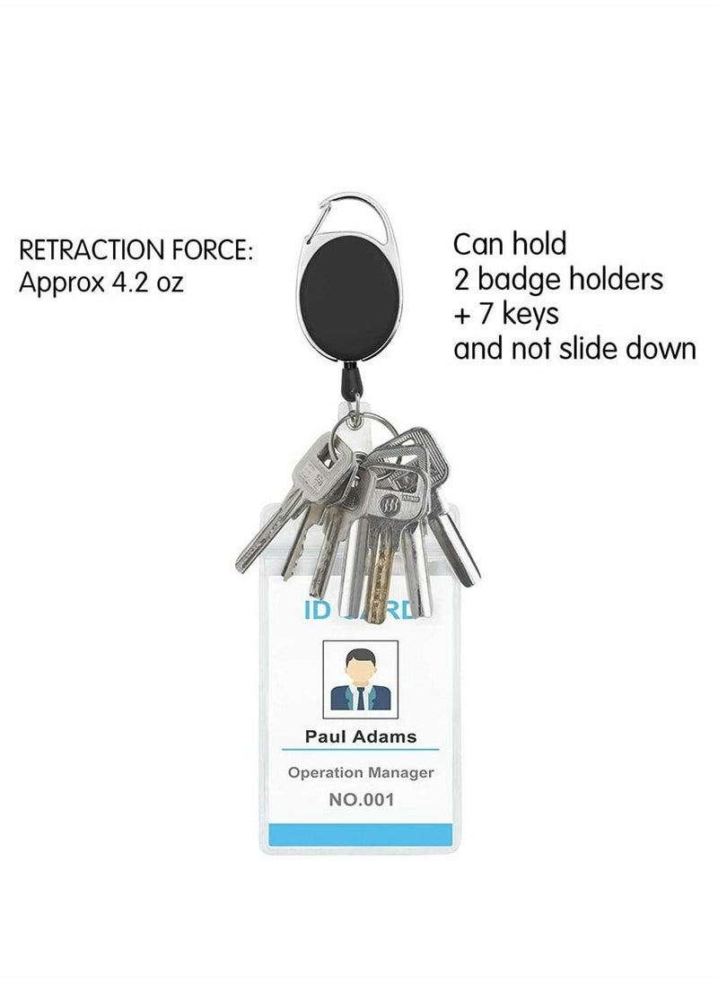 Excefore Retractable Metal Oval Telescopic Keychain, ID Badge Holders, Carabiner Badge Reel With Belt Clip, Key Ring, Badge Buckle, For Key Card Work Badge (14 Pack, Black)  - Image 4