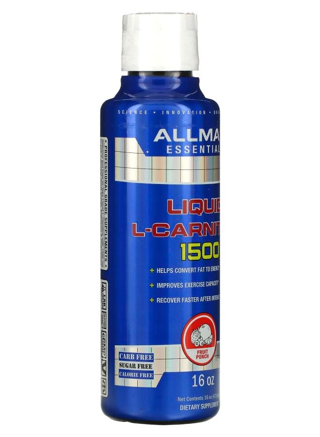 Allmax Liquid L-Carnitine 1500 Fruit Punch 16 oz (473 ml) - Image 2
