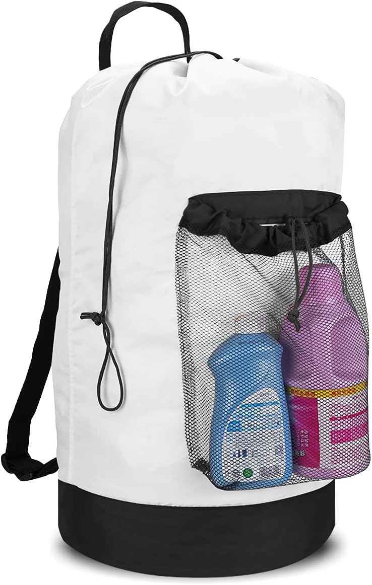 Dalykate Backpack Laundry Bag, Laundry Backpack with Shoulder Straps and Mesh Pocket Durable Nylon Clothes Hamper Bag with Drawstring Closure for College, Travel, Laundromat, Apartment - Image 1